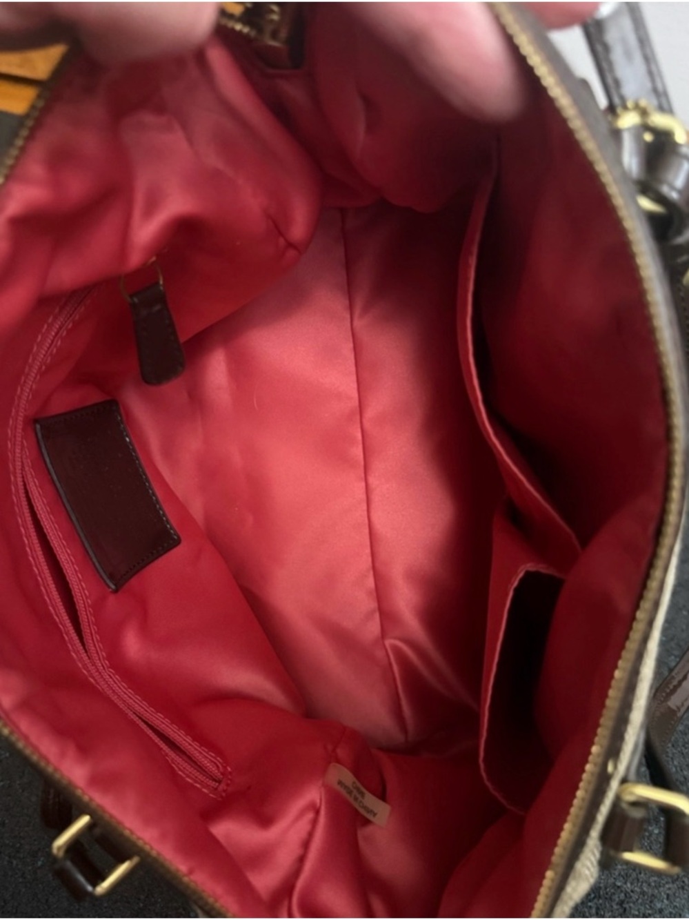 Coach Khaki Signature Satchel with Brown Leather Trim - Picture 8 of 12